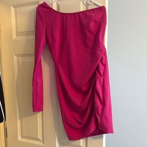 Windsor One Shoulder Dress in Fuchsia
